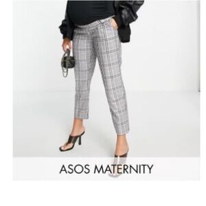 ASOS DESIGN Maternity smart tapered pant in purple pow check